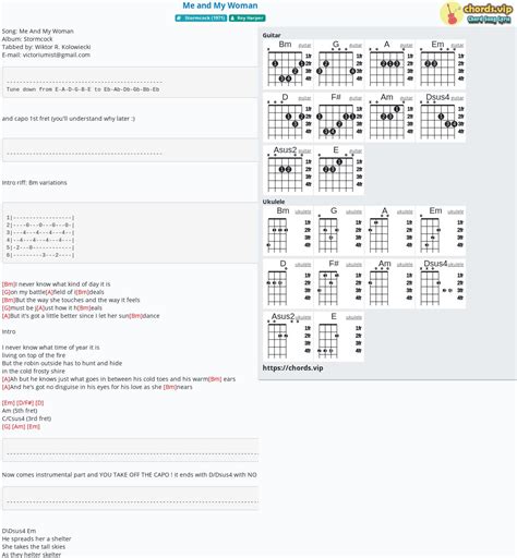 Chord: Me and My Woman - tab, song lyric, sheet, guitar, ukulele ...