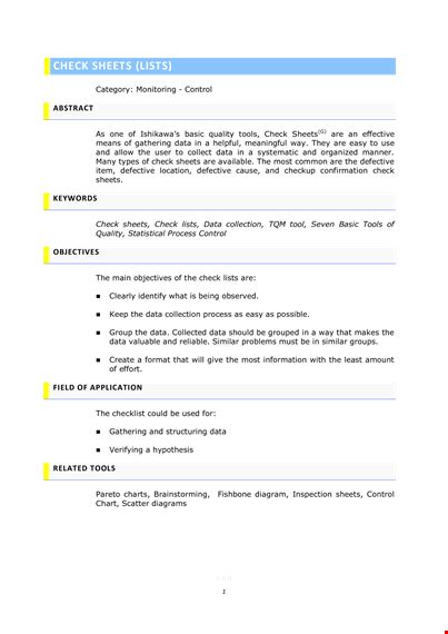 Check Sheet Template