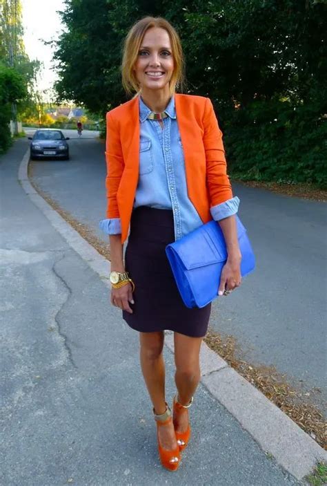 How To Wear Orange And Blue In Women's Outfits 2023 | Fashion Canons