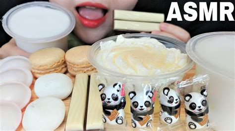 Asmr White Food Dessert 하얀색 디저트 먹방 Panda Chocolate Jelly Candy Macaron