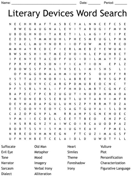 Literary Devices Word Search Printable