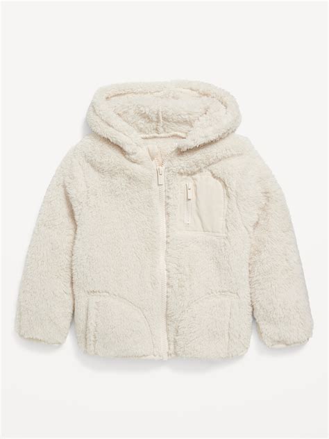 Unisex Sherpa Zip Front Pocket Hooded Jacket For Toddler Old Navy