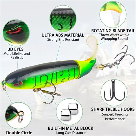 X Lot Fishing Lures Bait Whopper Plopper Topwater Float Rotating Tail