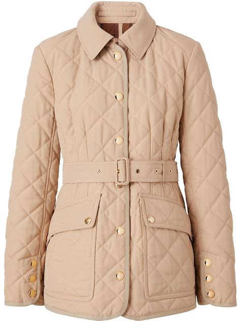 Burberry Diamond Quilted Jacket Neutrals Closer