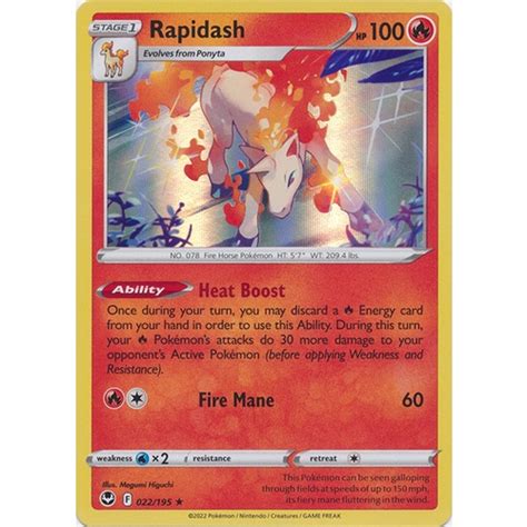 Rapidash 022 195 Holo Rare Sword Shield Silver Tempest Singles