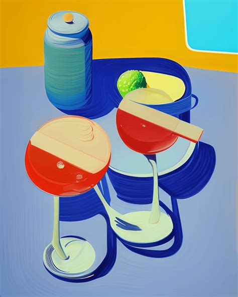 Wayne Thiebaud And David Hockney Style Summer Mood Tone Painting