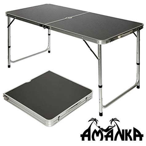 AMANKA Table de Camping Pliable réglable en Hauteur 120x60x70cm INCL 4