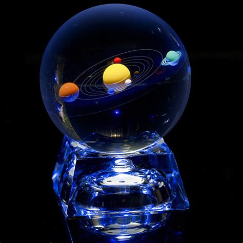 Ifolaina Solar System Crystal Ball Mm In With Crystal Light Base