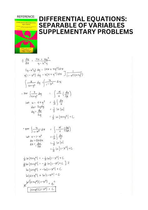 Solution Separable Of Variables Solved Problems Differential