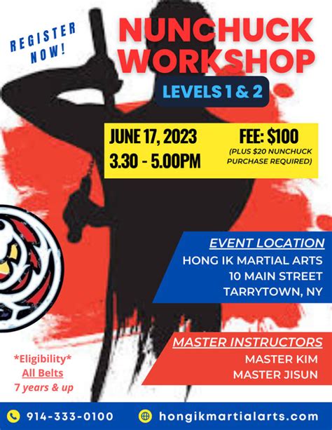 Hong Ik Martial Arts Upcoming Nunchuck Workshop June Hong Ik