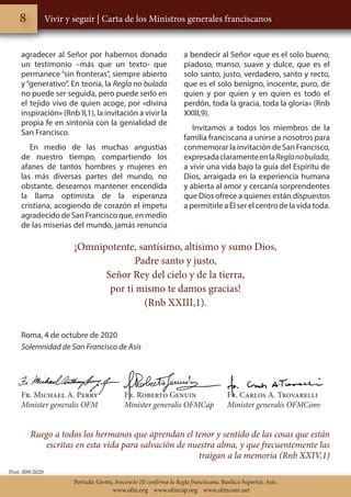 Vivir Y Seguir Carta De Los Ministros Generales Franciscanos PDF