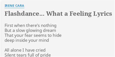 Flashdance What A Feeling Lyrics By Irene Cara First When There S