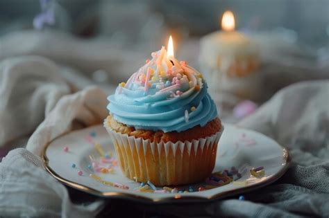 Premium Photo Cupcake With A Single Candle