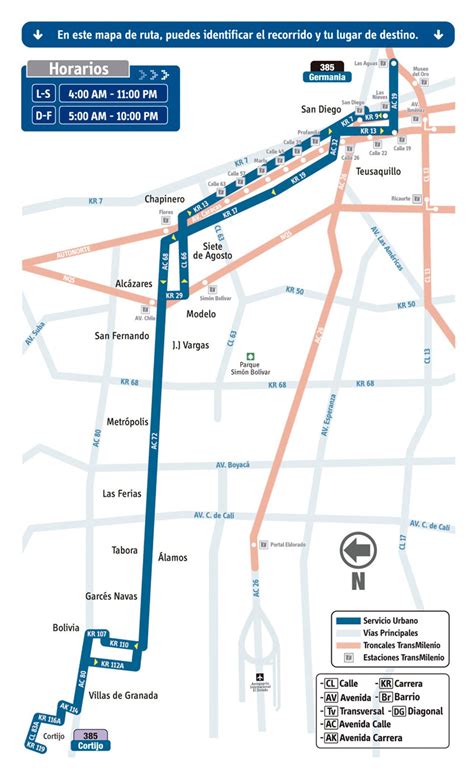 Mapa Urbana SITP 385 Germania Cortijo 1 Mirutafacil