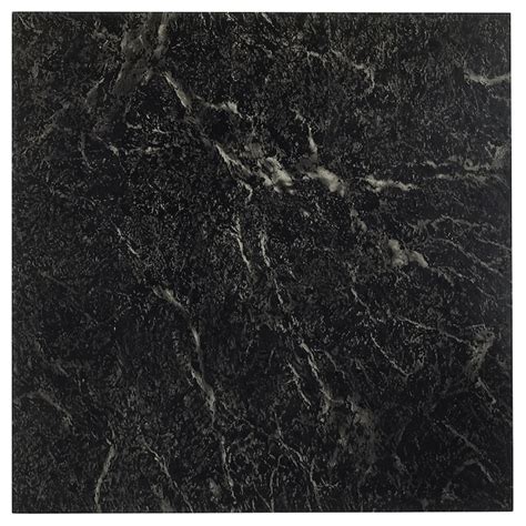 Achim Black With White Vein Marble Black Stone Look 007 Mil X 12 In W X 12 In L Peel And Stick