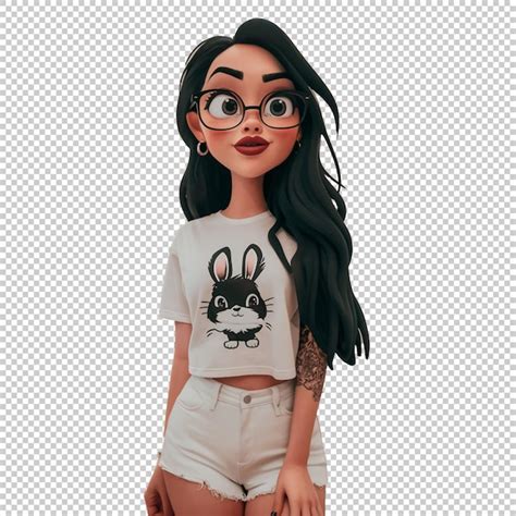 Premium Psd A 3d Character Of A Teen Girl Wearing Glasses With A