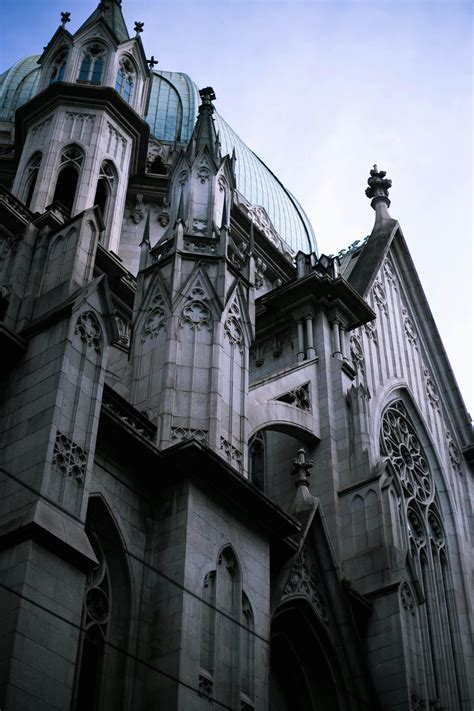 gothic cathedral  night  stock photo
