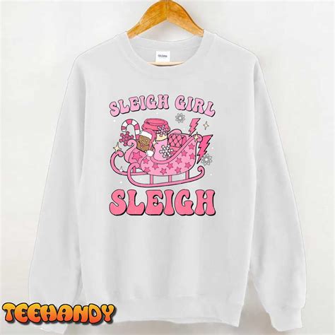 Groovy Pink Christmas Coffee Sleigh Girl Sleigh Xmas Holiday T Shirt