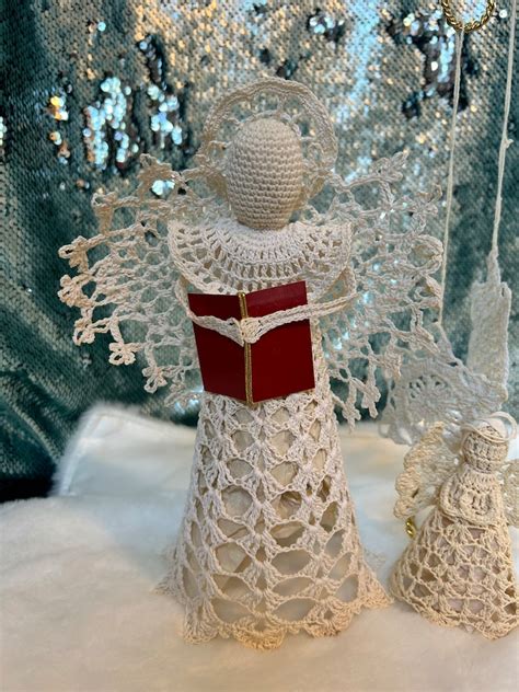 Vintage Crochet Angel Tree Toppers With Star Snowflake Etsy