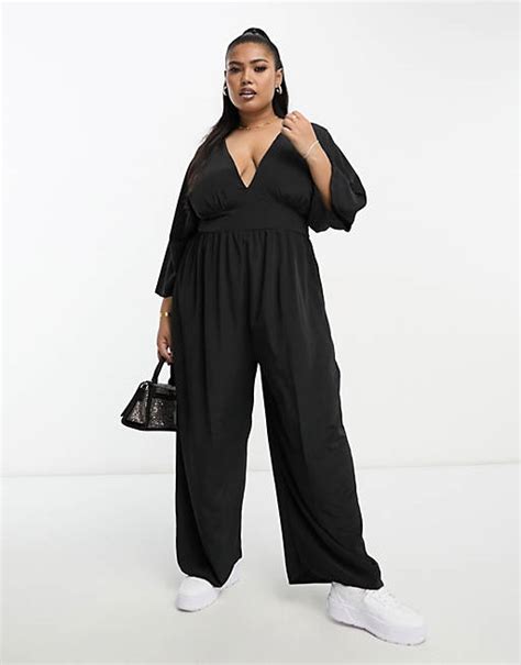 Asos Design Curve Kimono Sleeve Culotte Jumpsuit Asos