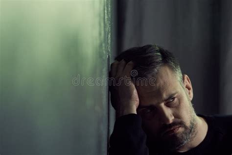 Man In A Dark Room At Night Stock Photo Image Of Black Unhappy 89837230