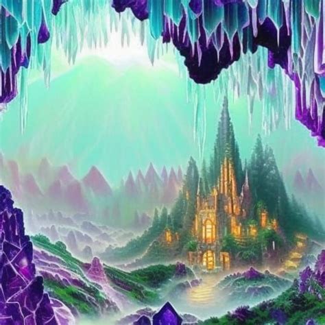 Epic Crystal Cluster Cave With Amethyst Crystal Clustersand Other Crystal Clustersand Epic Vibes