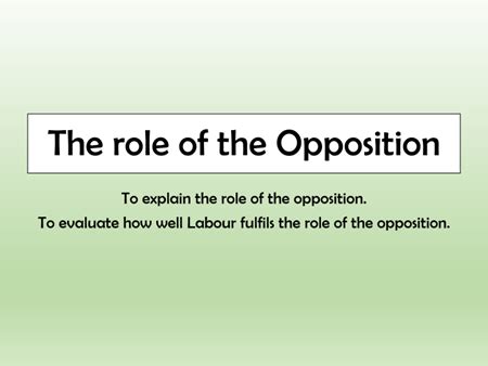 A Level Politics - Role of the Opposition | Teaching Resources