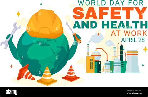 World Day For Safety And Health At Work Vector Illustration On April