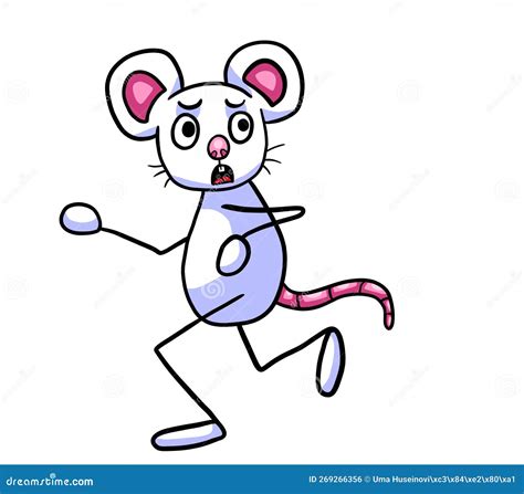 A Cute Scared White Mouse is Running Away Stock Illustration ...