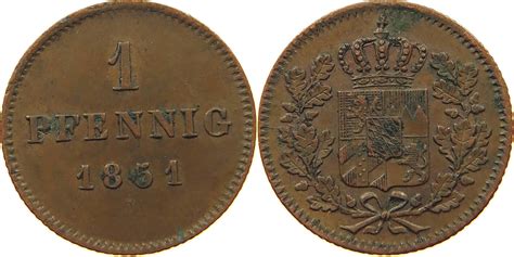 BAYERN PFENNIG 1851 Maximilian II Joseph 1848 1864 SS MA Shops