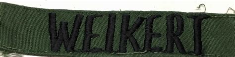 US Army Vietnamese Made Insignia - Name Tape WEIKERT - Enemy Militaria