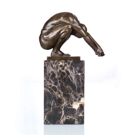 Bronze Nude Male Sculpture Gym Decor Athletic Figurine Naked Man Statue ClassySculptures
