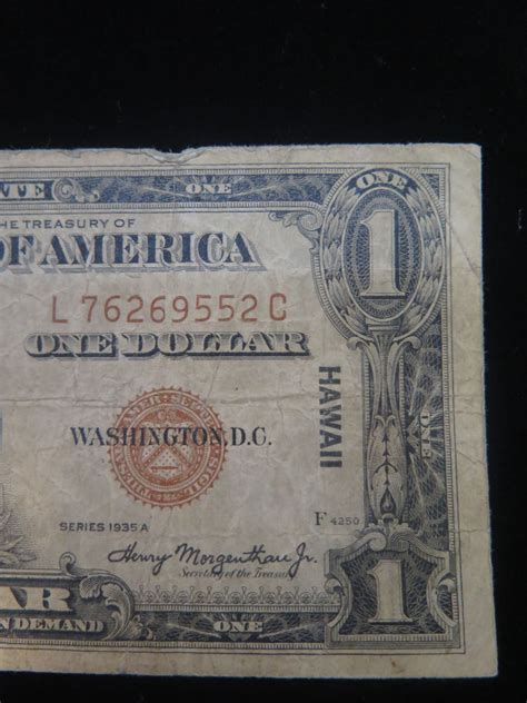 Series 1935 A One Dollar Silver Certificate Hawaii Currency Error Note