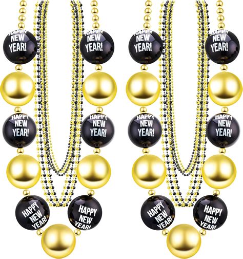 Amazon Sasylvia 2 Set Of 36 Happy New Year Bead Necklace 35 Black