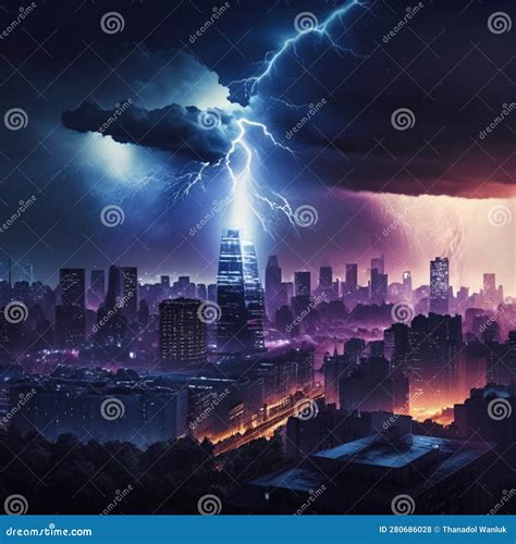 A Lightning Storm Over A City Can Be A Dramatic And Awe Inspiring Sight