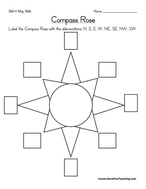 Compass Rose Worksheet Have Fun Teaching Map Skills Worksheets Map Skills Map Worksheets