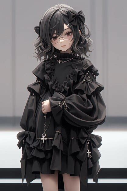 Premium AI Image | anime style girl in black dress with black hair and ...