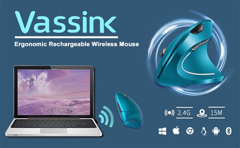 Vassink Ergonomic Mouse Rechargeable Wireless Mouse 24ghz