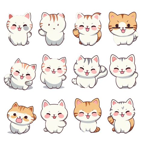 set emoticon cute cat sticker transparent png 27187668 PNG