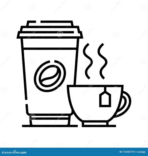 Coffee And Tea Line Icon Concept Sign Outline Vector Illustration Linear Symbol Stock Vector