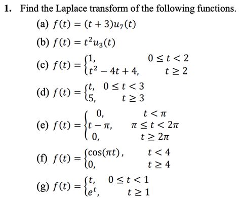 Solved Find The Laplace Transform Of The Following