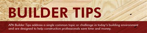 Builder Tips Apa The Engineered Wood Association