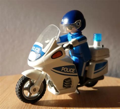 Playmobil Police Moto Gyrophare Policier France Equipe Arme Tout