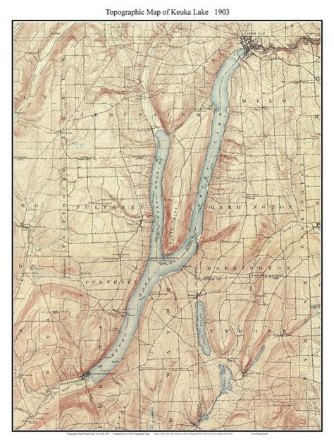 Keuka Lake 1903 USGS Old Topographic Map Custom Composite Reprint New