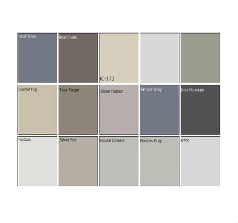 Pantone Grey Color Chart