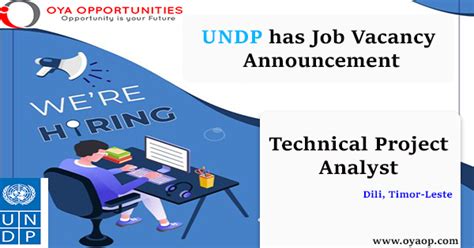 Undp Technical Project Analyst In Dili Timor Leste Oya Opportunities