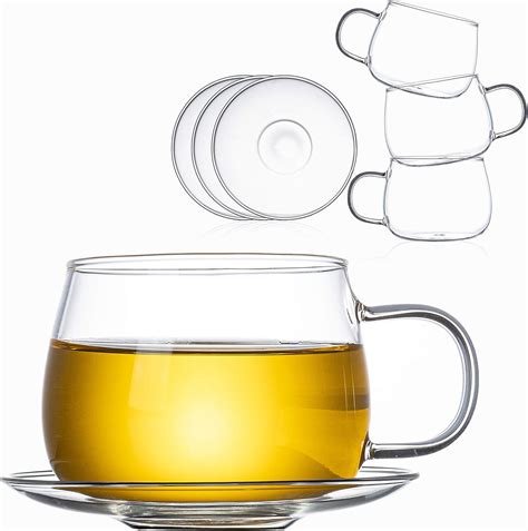 8 7 Oz Clear And Lightweight Glass Tea Cups And Saucers Set Gtcs01 4