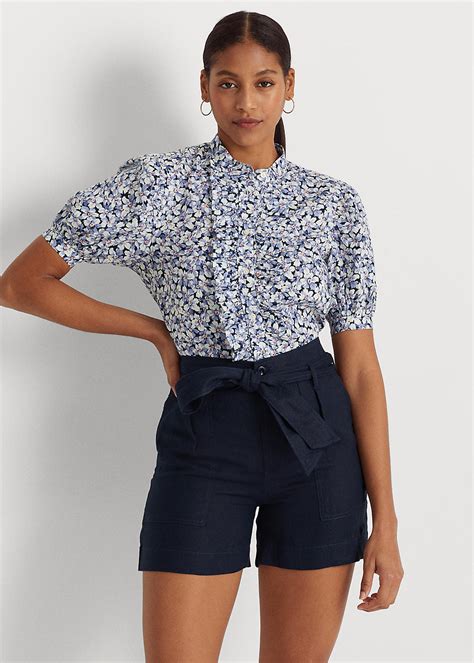 Floral Ruffle Trim Linen Shirt For Women Ralph Lauren® Nl