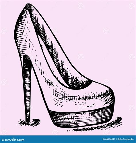 Women S High Heels Shoe Stock Vector Illustration Of Doodle 66166341