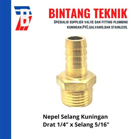 Jual Nepel Nipple Selang Kuningan Drat 1 4 Inch X Selang 5 16 Inch Di